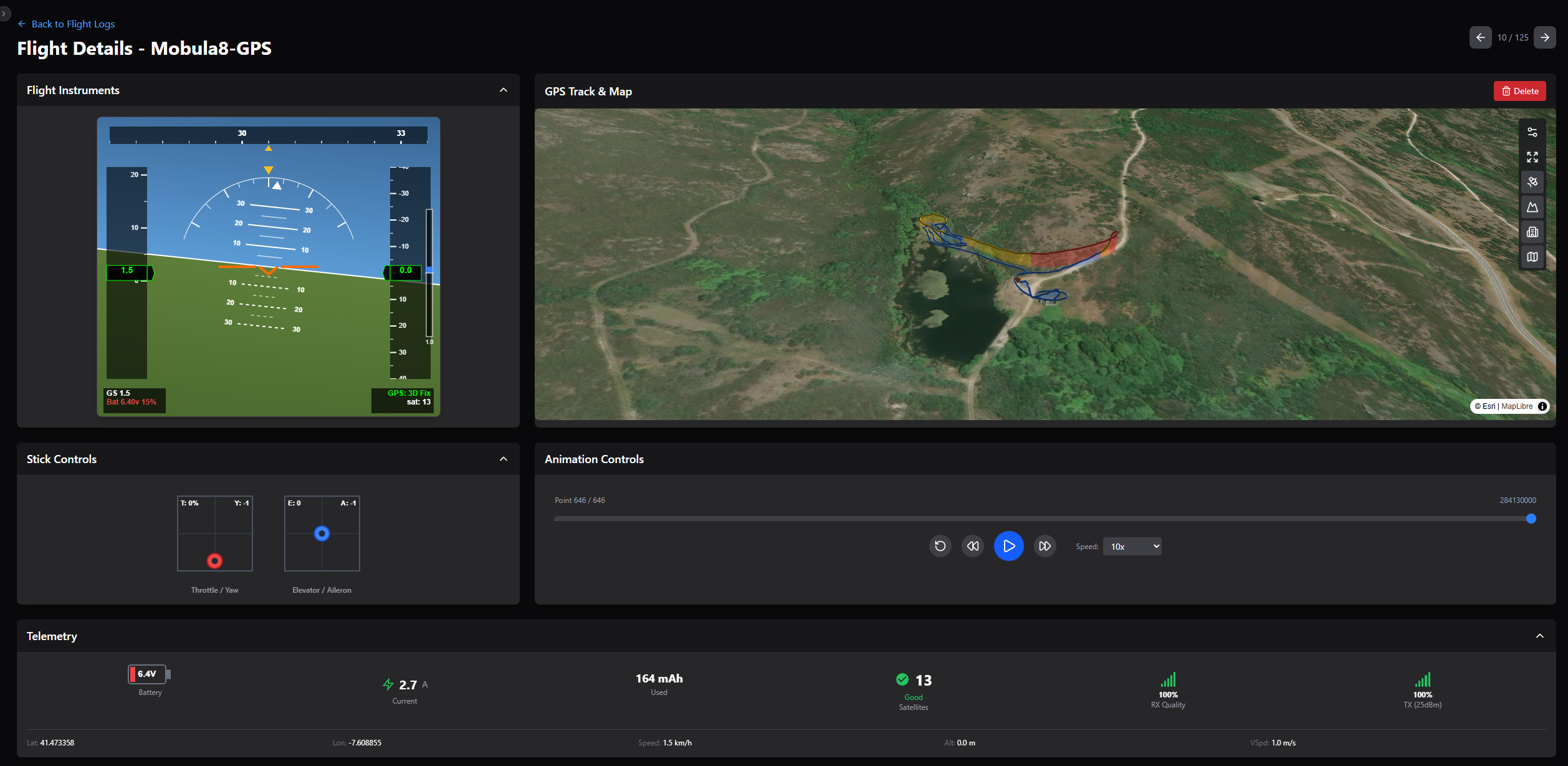 UAV Desk 3D flight map with drone visualization